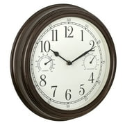 Westclox 12 Brown Indoor/Outdoor Plastic Analog QA Wall Clock with Temperature & Humidity Displays