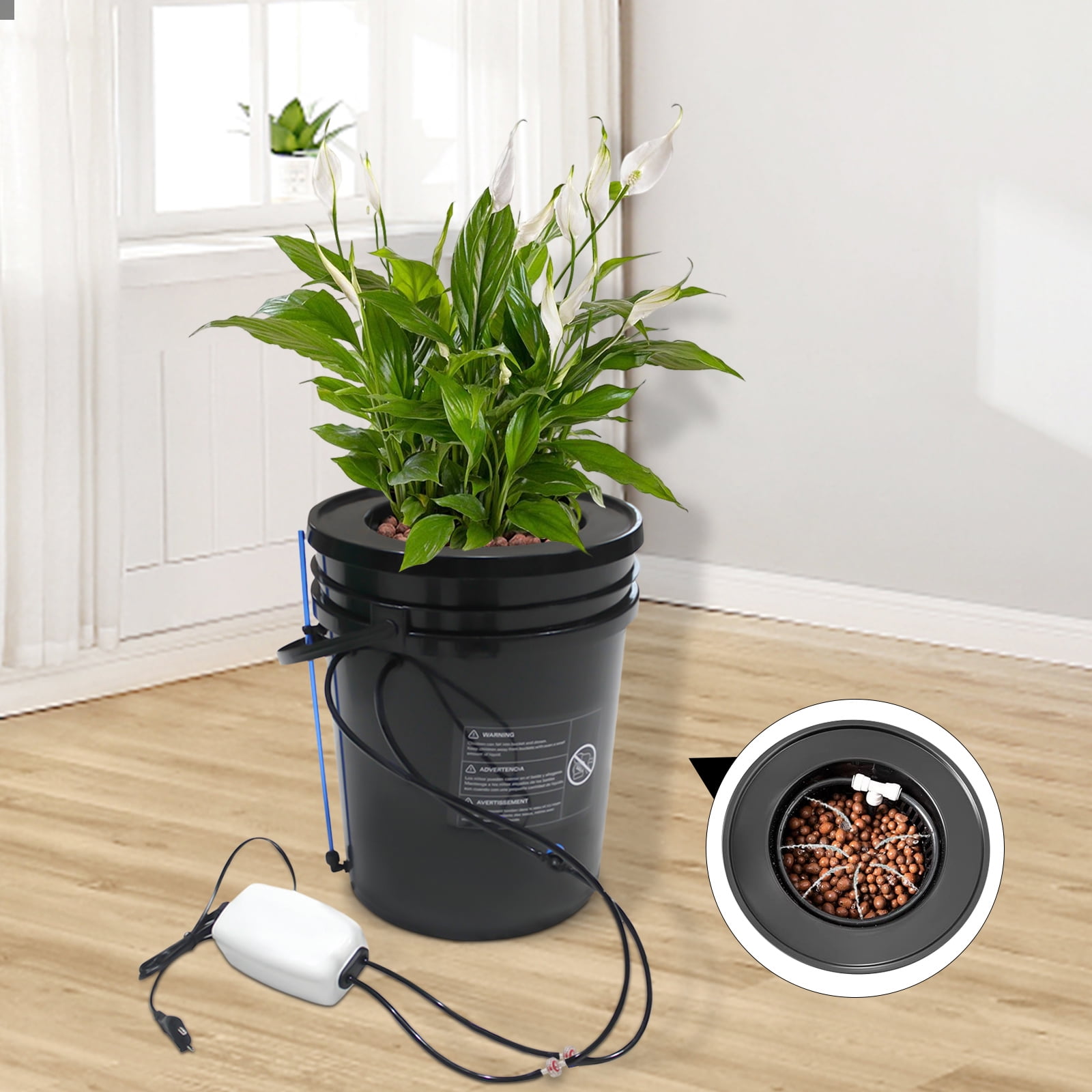 8W 110V Cylindrical Deep Water Culture Recirculating Drip Garden System for Planting Tents Gardens Balconies Offices