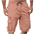 thumbnail image 2 of Zenithor Men's Cargo Shorts Elastic Waist Drawstring Knee Length Outdoor Hiking Work Shorts Summer Lightweight Casual Knee-Length Pants Coffee(S-5XL), 2 of 9