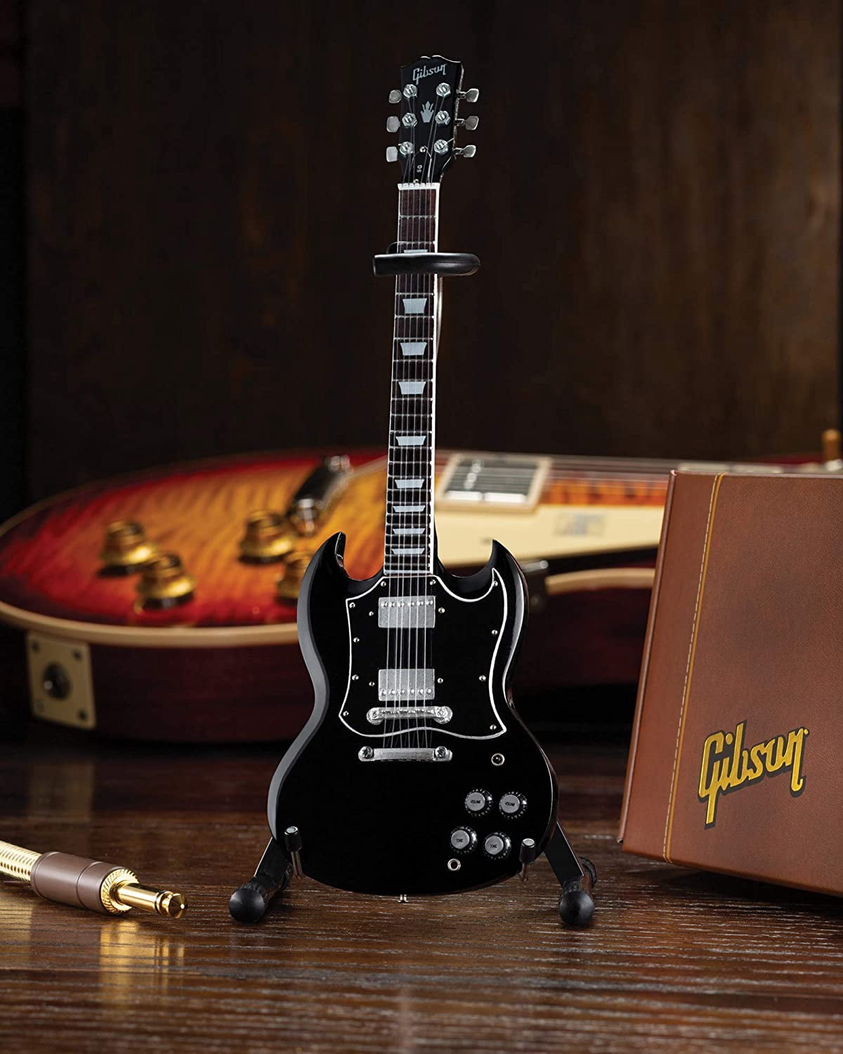 Gibson SG Standard Ebony 1:4 Scale Miniature AXE Guitar Replica - Officially Licensed Collectible (GG-221)