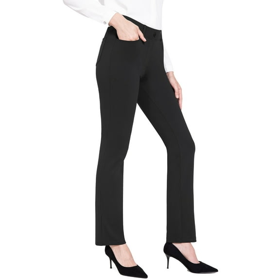 BALEAF Womens Dress Pants Yoga Work Pants Pull On Slacks Business Casual Office Trouser Pockets 31" Black S