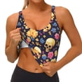 thumbnail image 3 of Hirioo Skull gold flower for Women's Sports Vest with Full-Print Design, Stretchy Fabric and Removable Pads-X-Large, 3 of 8