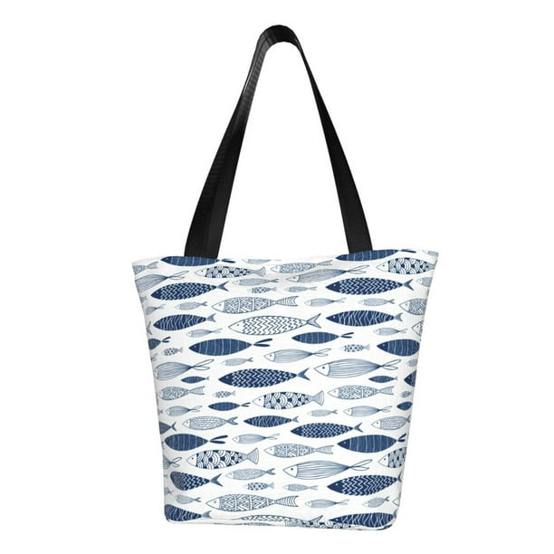 Balery Blue Fish Bolsa de Hombro con Diseño, Bolsa Grande y Duradera, Bolsa Versátil para Compras