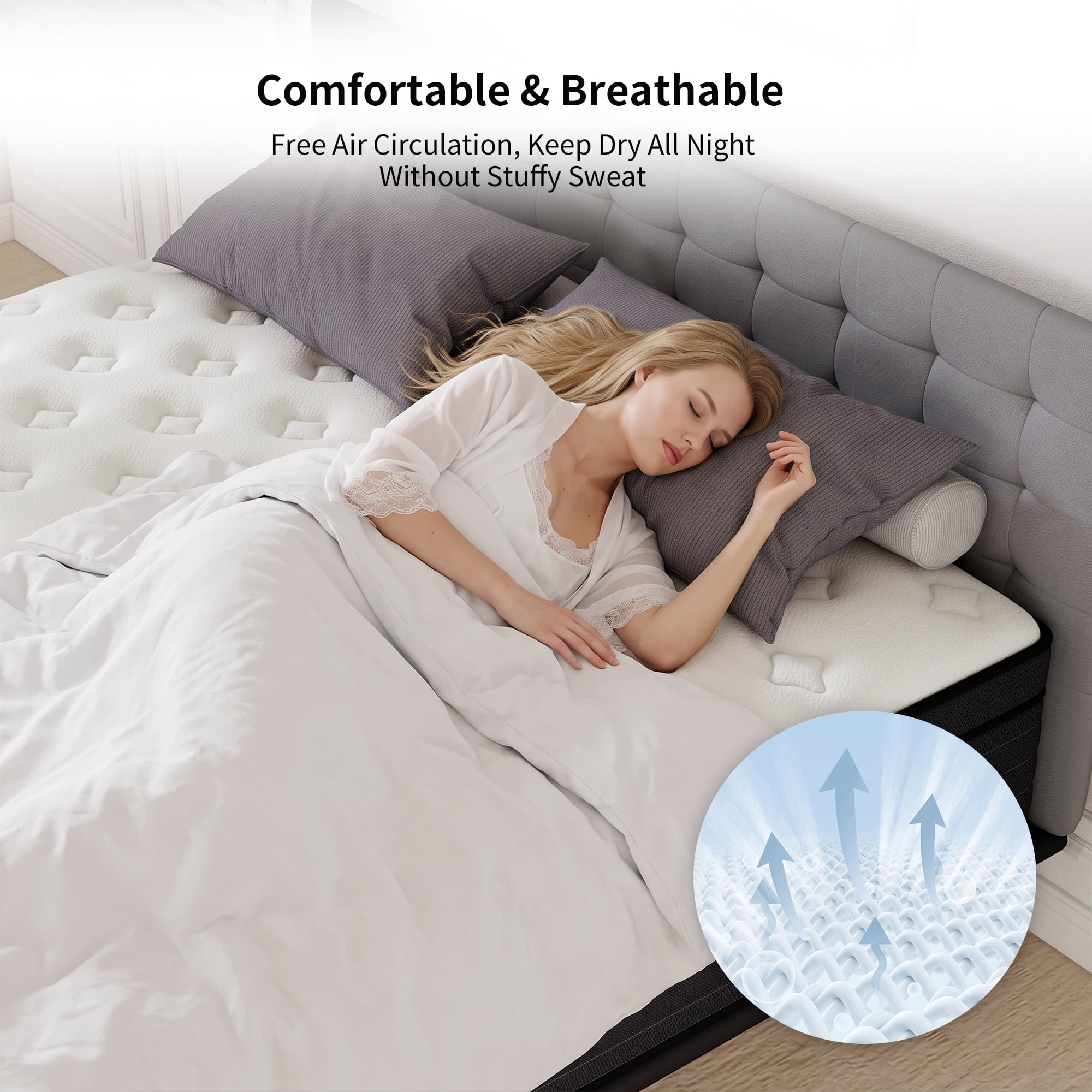 lemontalking 14 inch Pocket Springs Gel Memory Foam, Hybrid Mattresses in a Box,King Mattress