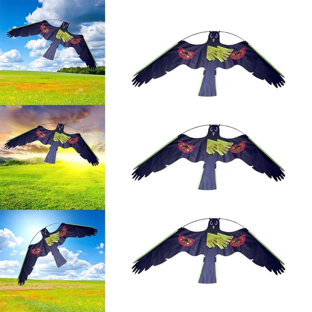 3x Espantapájaros de pájaros voladora con espantapájaros de jardín de ojos reflectantes Cola repelente de aves