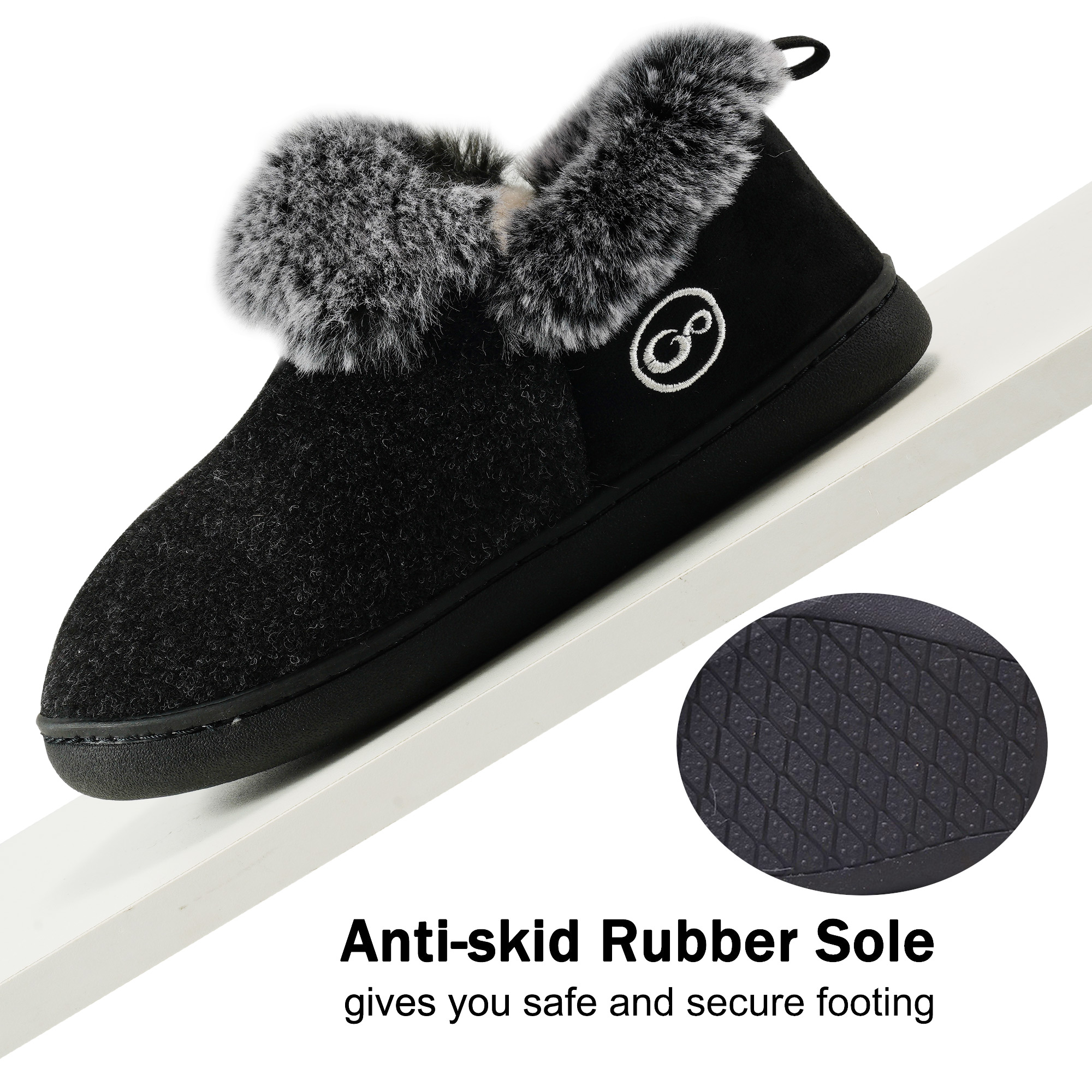 Ecetana Women's Fuzzy Memory Foam Closed Back Slippers photo 4
