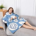 thumbnail image 5 of Oversized Wearable Blanket Hoodie,Baseball Football Pattern Sherpa Blanket Hoodie with Super Pockets,Super Warm Fuzzy Pullover for Women & Men, 5 of 6