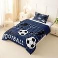 thumbnail image 3 of Castle Fairy Eat Sleep Soccer Twin Comforter Sets 2pcs, Sport Theme Hexagon Bedding Set, Navy Black,Navy Blue Reversible,1 Comforter and 1 Pillowcase, 3 of 6