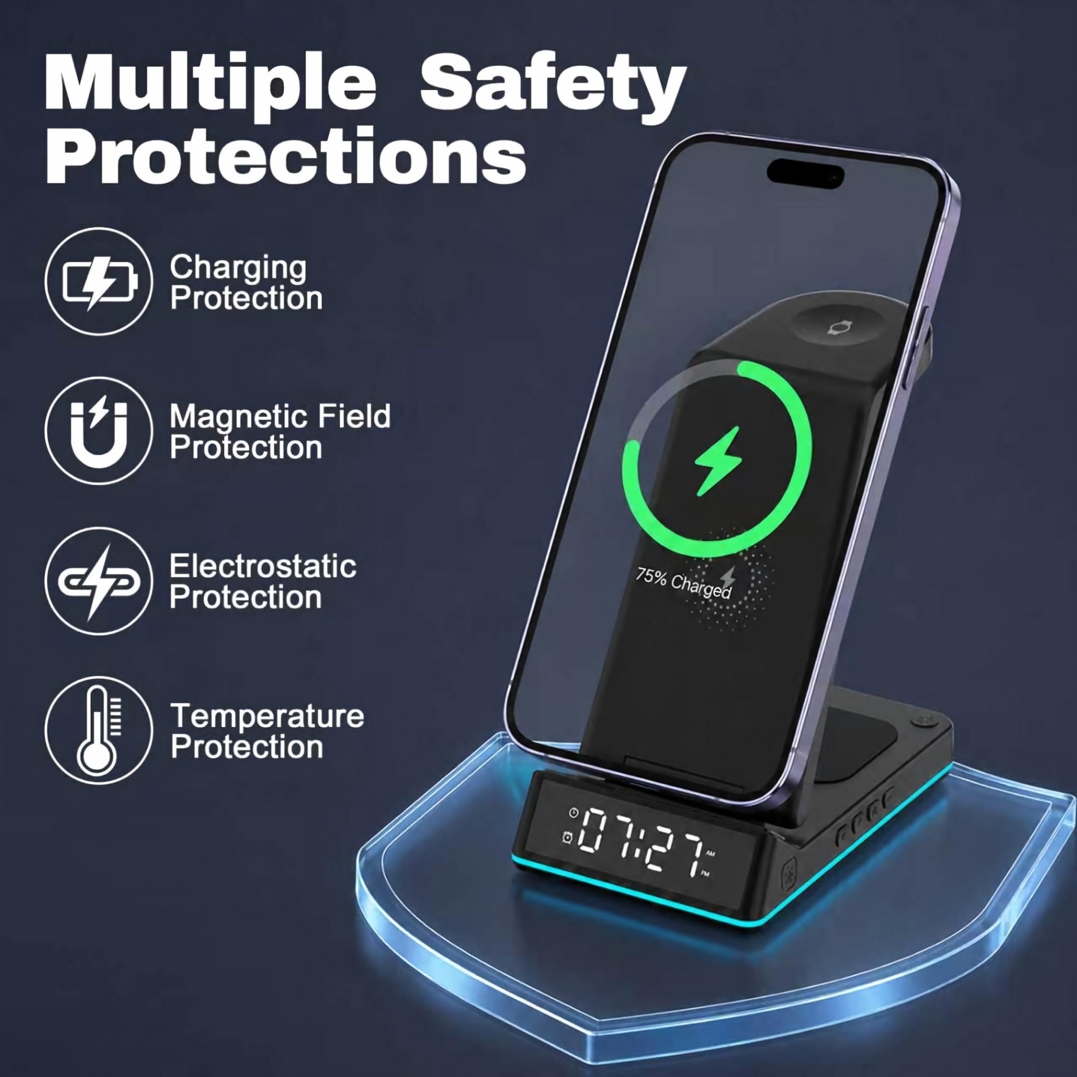 Visentor 7-in-1 Foldable Wireless Charging Station, Black photo 3