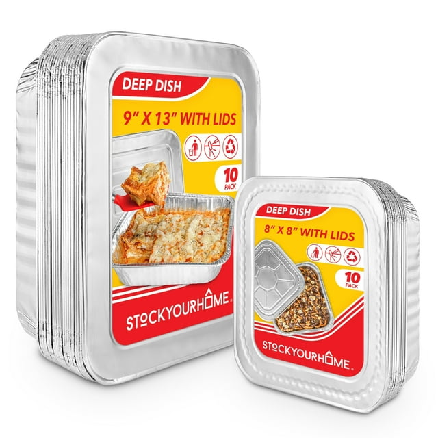 Sartenes desechables de aluminio para tu hogar con tapas (juego de 20)
