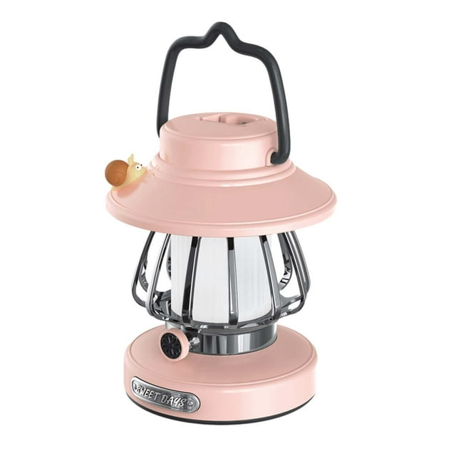 Linterna de camping, linterna de campamento, ligera, de dibujos animados, antideslizante, USB, decorativa, ambiental rosa