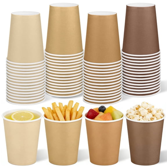 Elcoho 60 Count 9 oz Gradient Brown Disposable Paper Cups for Hot Cold Drinks, Party Supplies