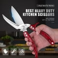 thumbnail image 2 of Red Detachable Poultry Scissors, Shark Tooth Kitchen Scissors, Multi-Function Professional Kitchen Scissors for Cutting Bones, Meat, Poultry, Vegetables and Seafood, 2 of 5