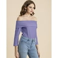 thumbnail image 3 of Moomaya Solid Off-Shoulder Tops, Womens Full Sleeve Casual Vacation Top, 3 of 9