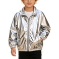 thumbnail image 2 of Mifsaly Girls Boys Shiny Jacket Lightweight Stand Collar Full Zip Casual Coats Kids Fall Spring Outdoor Outerwear with Pockets, 2 of 9