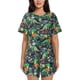 thumbnail image 1 of Fotbe Dinosaur Plays Soccer Conjunto de Pijama Estampado para Mujer, 2 Piezas, Ropa de Dormir con Camiseta de Manga Corta y Shorts Suaves-XX-Large, 1 of 6