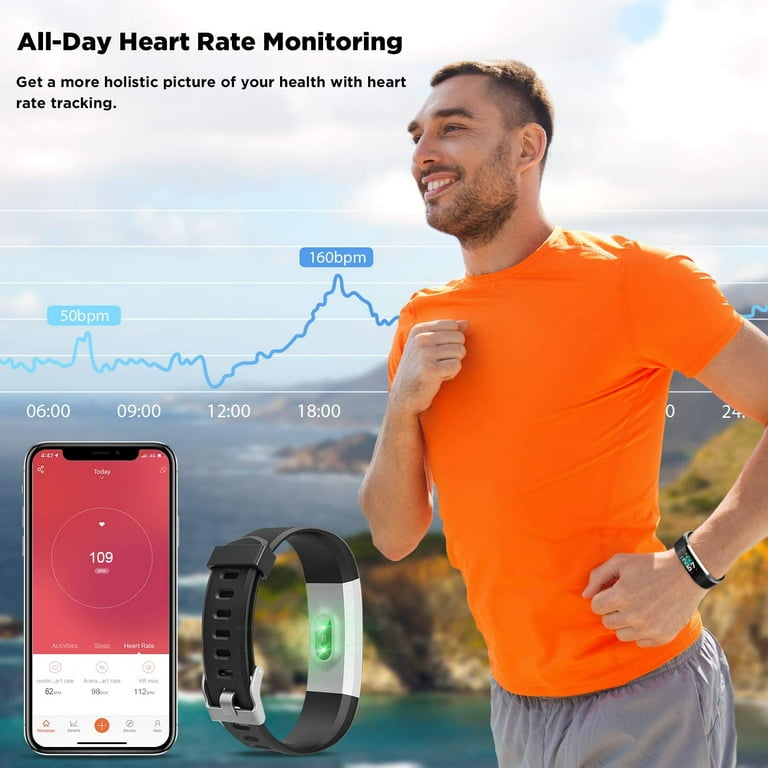 Letscom ID115Pro Red Fitness Tracker Walmart
