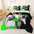 thumbnail image 3 of Homewish Green Modern Abstract Queen Comforter Set,Aesthetic Artwork Comforter Sets Queen,Black Reversible,3 Pieces,1 Comforter and 2 Pillowcases, 3 of 7