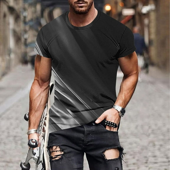 Yiliang Slim Fit Shirts for Men 2025 Summer Print T Shirt Short Sleeve Loose Fit Moisture Wicking Top Breathable and Comfortable Tee