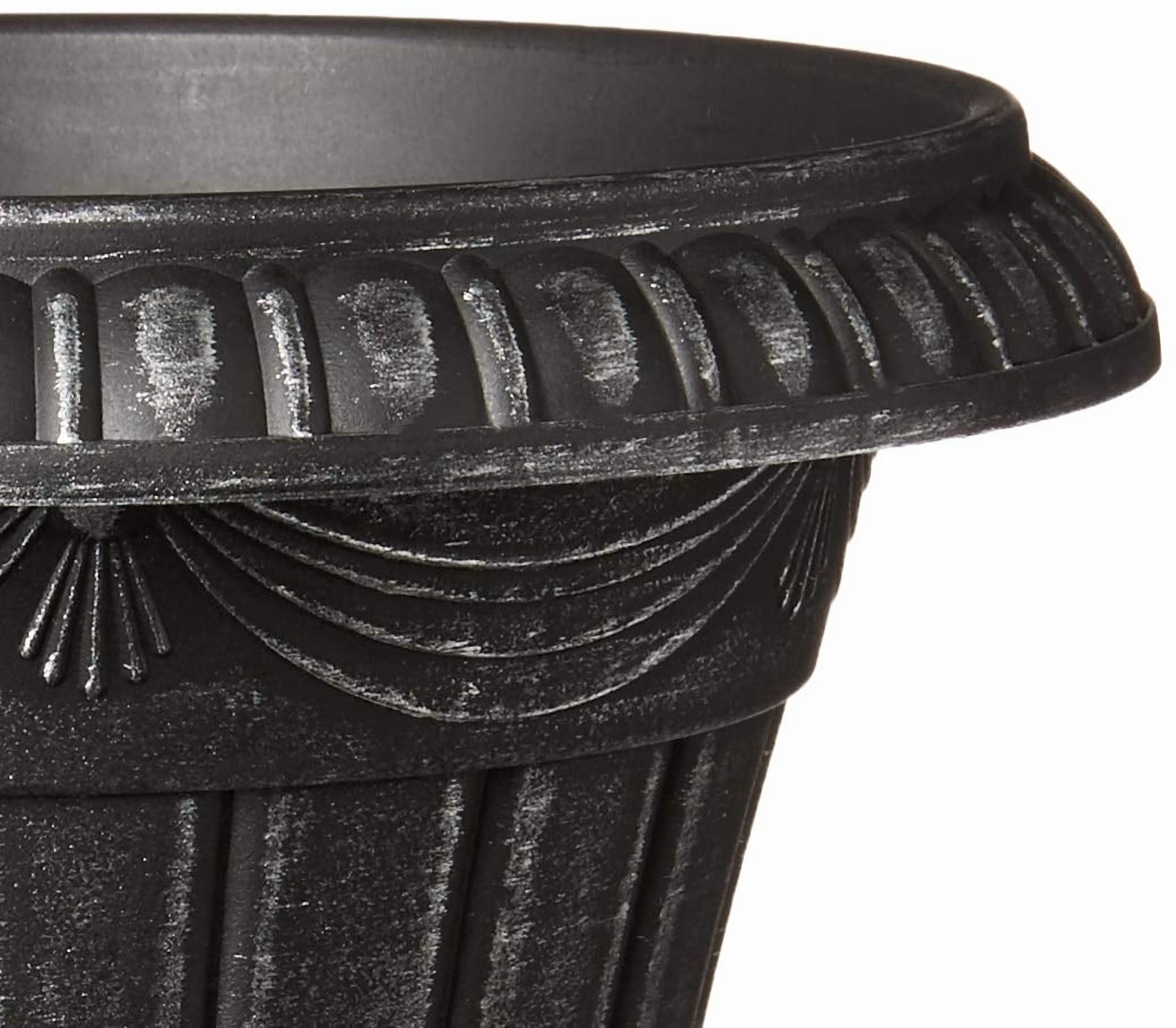 Classic Traditional Plastic Urn Planter Indoor Outdoor Garden Decor Flower Pot Vase 10x12 Black