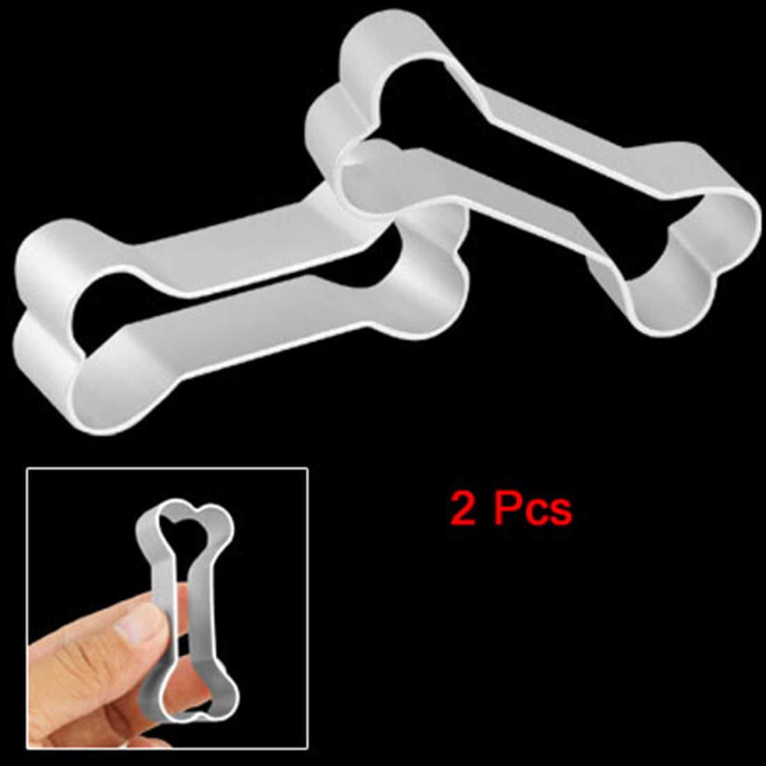 Unique Bargains Dog Bone Shaped Biscuit Cake Cookie Cutter Mould 2Pcs Silver Tone