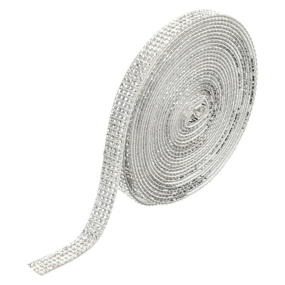 Uxcell Self Adhesive Rhinestone Strips, 4 Yards Crystal Rhinestone Ribbon Bling Diamond Stickers Wrap, White