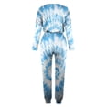 thumbnail image 4 of Jalioing Lounge Sets for Women Tie-Dye Sweatsuit Outfits Crew Neck Top with Loose Cinch Bottom Pant Casual Set (Medium, Blue), 4 of 5