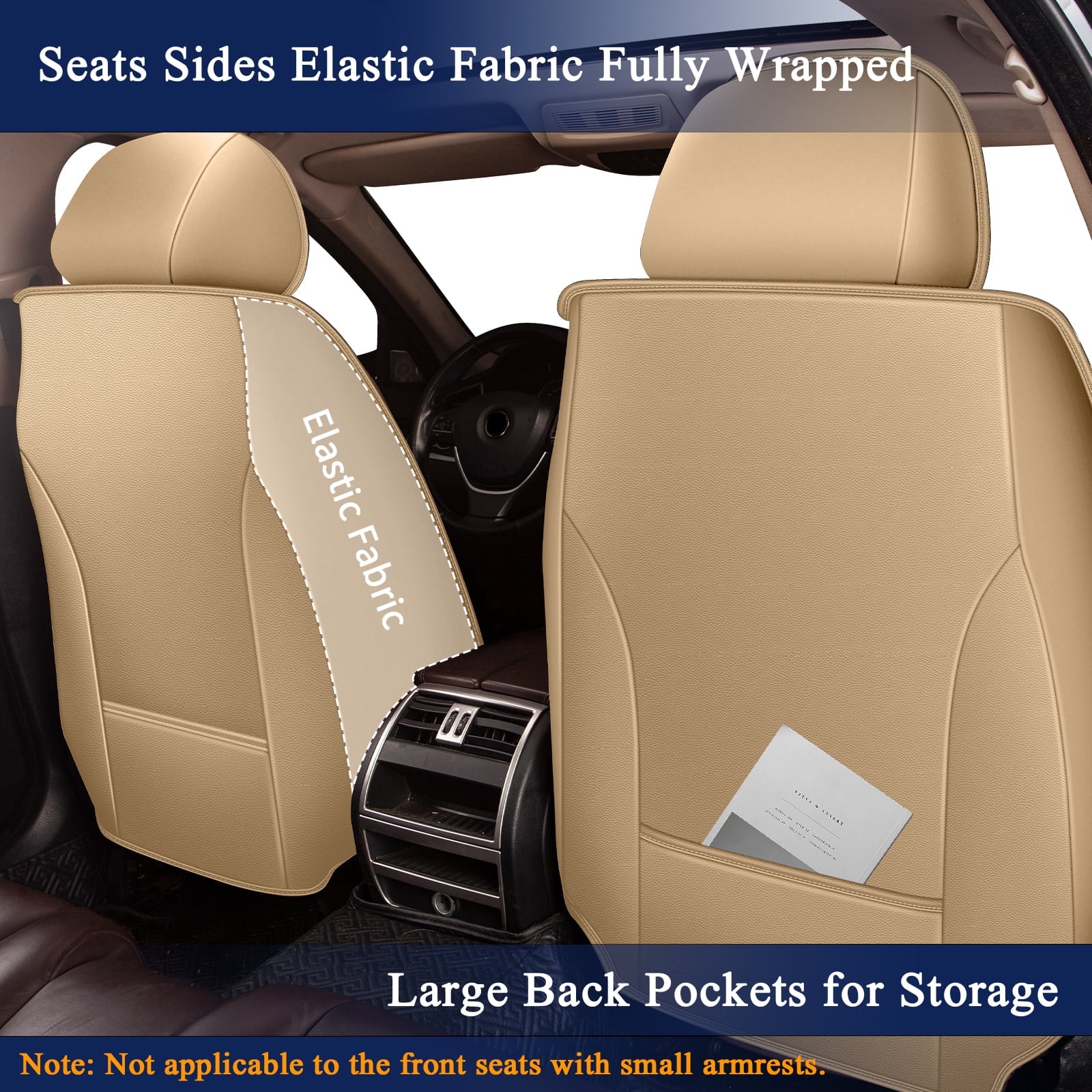 DIKSOAKR Car Seat Covers for Toyota RAV4 1998-2018, Breathable Perforated Faux Leather Seat Cover, 2 Front Seats Interior Automotive Accessories, Beige & Brown