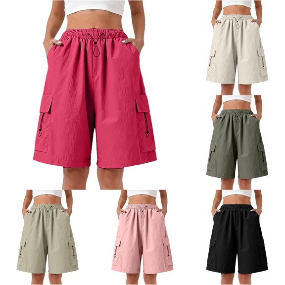 CAIVO Women Utility Shorts For High Waist Shorts With Minimalist Design Summer Casual Wear For Everyday Style Breathable Outdoor Work Solid Color Bottoms