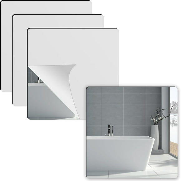 Pack of 4 self-adhesive tile mirrors 20 x 20 cm, adhesive mirrors, mirror tiles, acrylic mirrors, decorative mirrors, wall decoration
