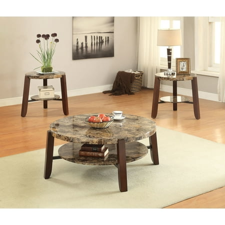 Walnut Veneer Mdf - Coffee Table, Walnut & Brushed Nickel - PVC Veneer, MDF & Metal Walnut & Brushed Nickel
