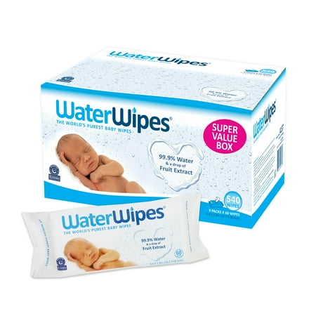 WaterWipes Sensitive Baby Wipes, 9 Packs of 60 (540 count)