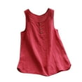 thumbnail image 1 of Women's Linen Tank Tops Loose Fitting Flowy Summer Shirts Solid Color Sleeveless Leisure Blouse Tee, 1 of 5