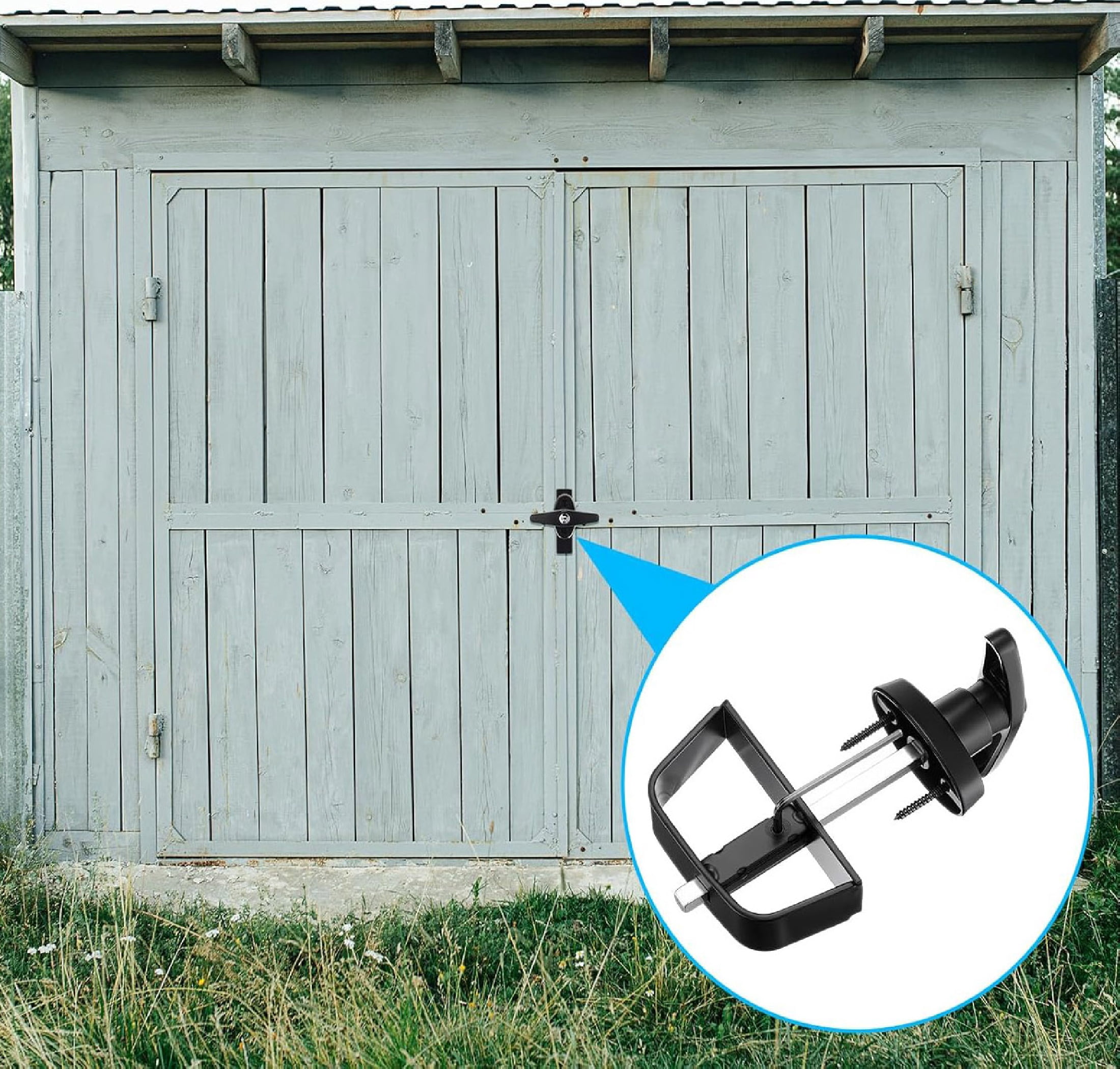 Shed Door Latch Kit,TGY T-Handle Door Lock with 2 Keys, 5-1/2" Stem Shed Door Hardware Lock for Storage Barn, Gates, Rvs, Chicken Coops, Garages, Playhouses