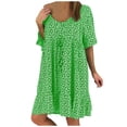 thumbnail image 2 of SMihono Robes Bohèmes d'Été pour Femmes Grande Taille Col en V Imprimé Manches Évasées Temps de Loisirs en Vacances Robe à Manches Courtes, 2 of 6