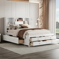 thumbnail image 2 of Queen Size Platform Bed with Storage Headboard and 8 Drawers, Wooden Bed Frame with Built-in Shelf and Sturdy Wood Slats Support, for Teens Adults Bedroom, No Box Spring Needed, White, 2 of 7