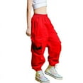 thumbnail image 3 of Rolanko Girls Cargo Pants for Kids Loose Streetwear Hip Hop Dance, 3 of 6