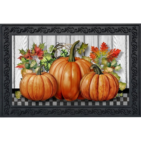 Briarwood Lane Fall Doormat 30x18 Indoor Outdoor Country Pumpkins For Fall Doormat