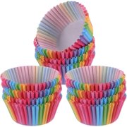 100 Pack Rainbow Cupcake Liners, Standard Size Greaseproof Baking Cups, Colorful Muffin Wrappers for Birthday Party, Wedding, Holiday Celebration