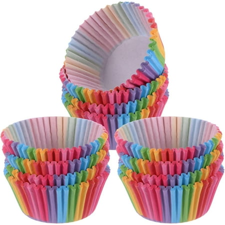 100 Pack Rainbow Cupcake Liners, Standard Size Greaseproof Baking Cups, Colorful Muffin Wrappers for Birthday Party, Wedding, Holiday Celebration