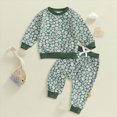 thumbnail image 2 of NOLDARES Baby Girl Clothes Toddler Girl Outfits Ruffle Shirt Pants Cute Infant Outfit Set Baby Girl Fall Winter Clothes(Green,12-18 M), 2 of 4