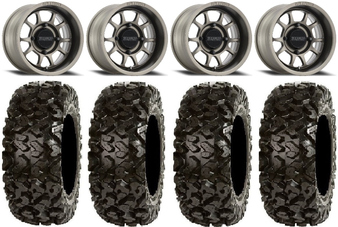 Method 409 14" Grey (5+2) Wheels 28" Rip Saw Tires Sportsman RZR Ranger