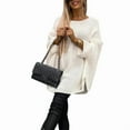 thumbnail image 3 of Women'S Elegant Knitted Cape Sweater Crew Neck Long Sleeve Baggy Tops Fashion Knitted Shawl Sweater White L, 3 of 8