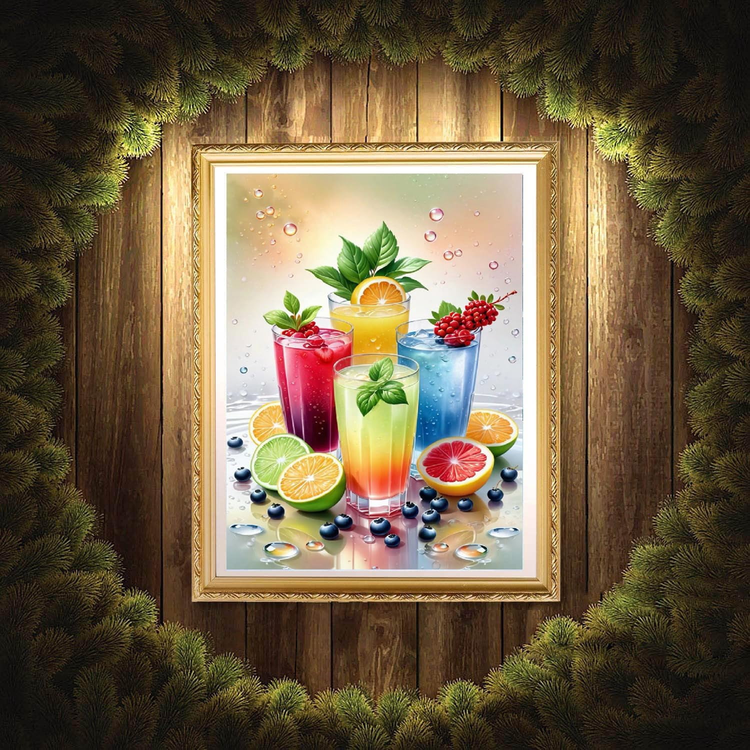 Diamond Art Kits for Adults,5D DIY Drinks Diamond Painting Kits for Adults Beginners Full Round Drills,Paint by Diamonds Gem Art for Holiday Gifts and Home Wall Decor 16X20 Inch