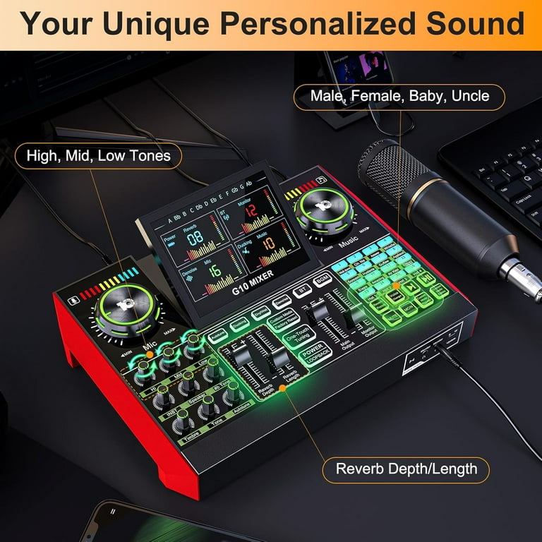 Tenlamp DJ Mixer Podcast Kit BM800-G10 Condenser Microphone Metal