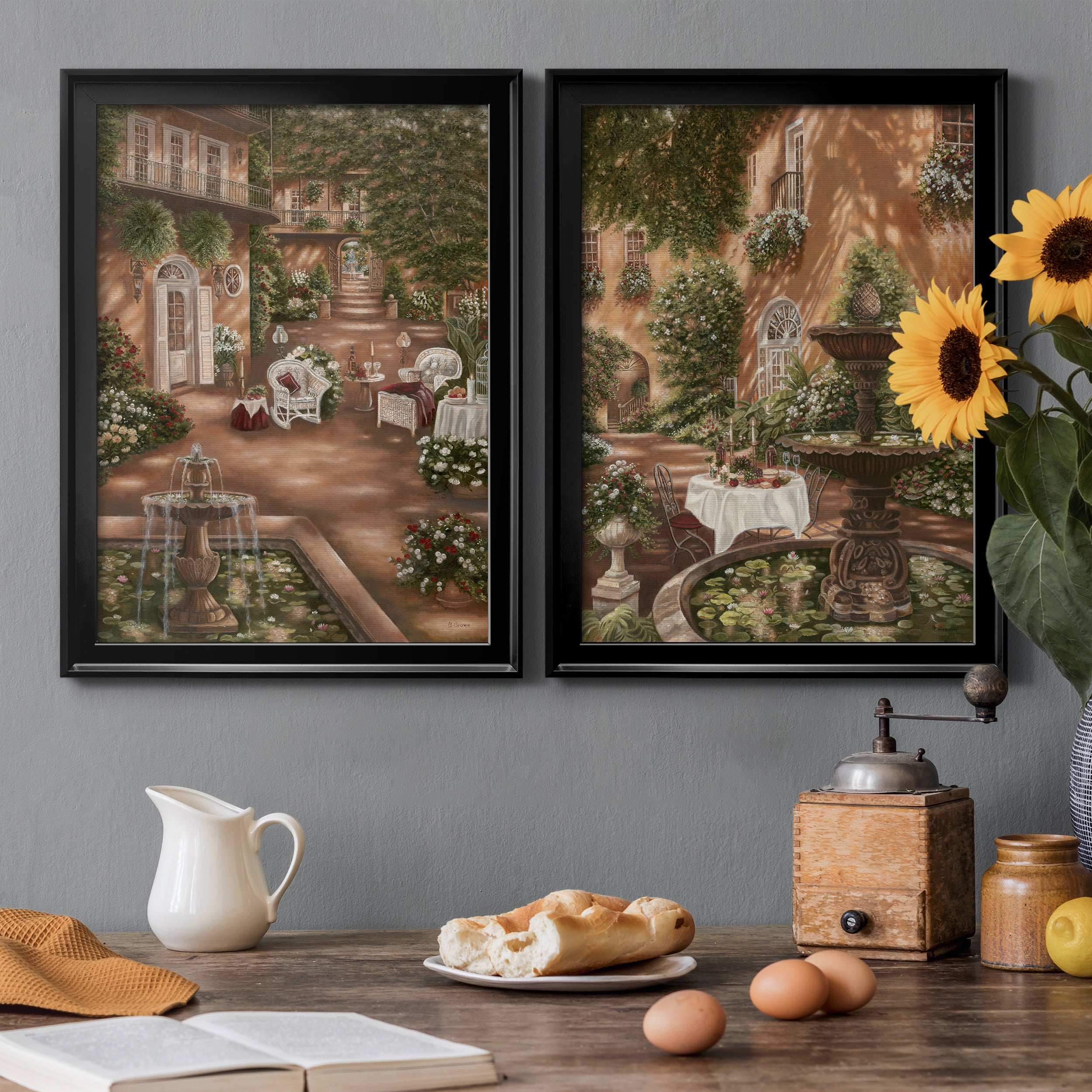 2 Piece Set Evening Cocktails I Premium Framed Canvas - Ready to Hang - 18.5 x 24.5 Each - Black Frame
