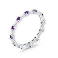 thumbnail image 2 of Full Eternity Ring Round Amethyst Cubic Zirconia White Gold 925 Sterling Silver, Size 10, 2 of 3