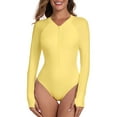 thumbnail image 7 of RELLECIGA Women's Rash Guard Long Sleeve Women Tummy Control Zipper One Piece Swimsuit Sexy Monokini Yellow Bathing Suits Navy Blue Size S, 7 of 7