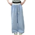 thumbnail image 2 of Fozruso Girls Casual Pants Girls Pants Casual Straight Leg Checkered Print Elastic Waist Comfortable Daily Wear For Kids Age 6 15 For School Outdoor Vacation Spring Summer Fall Sizes 130, 2 of 6