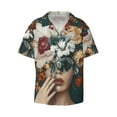 thumbnail image 3 of Cauagu Floral Head Dreamscape Men's Short Sleeve Button Down Hawaiian Shirt for Men Bowling Shirts Casual Summer Beach Shirt,XX-Large, 3 of 6